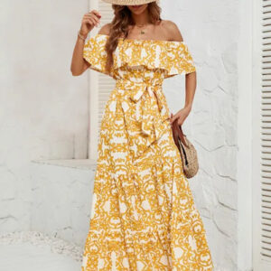 Elegant Midi Dress - Vintage Bohemian Summer Kaftan Ruffles