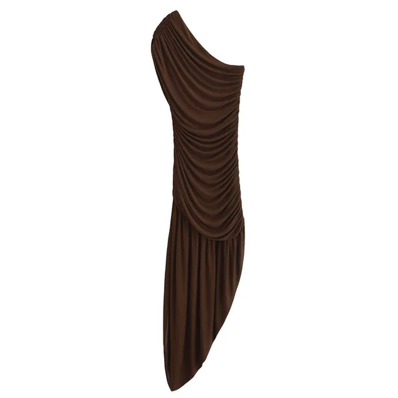 Elegant Off-Shoulder A-Line Pleated Dress for Women
