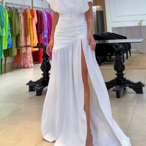 â€œElegant Off-Shoulder Summer Party Dress with Waist Slitâ€