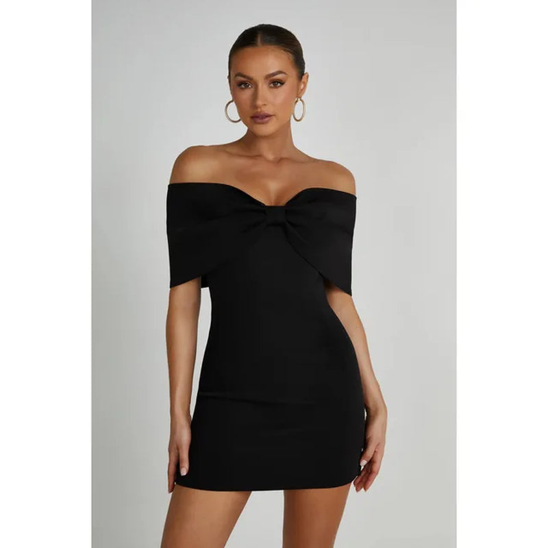 Elegant One-Line Neck Casual Party Dress for Women