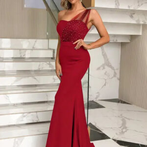 Elegant One Shoulder Rhinestone Bodycon Dress for Parties