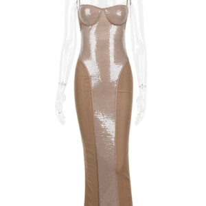 Elegant Open Back Bodycon Midi Dress for Summer Parties