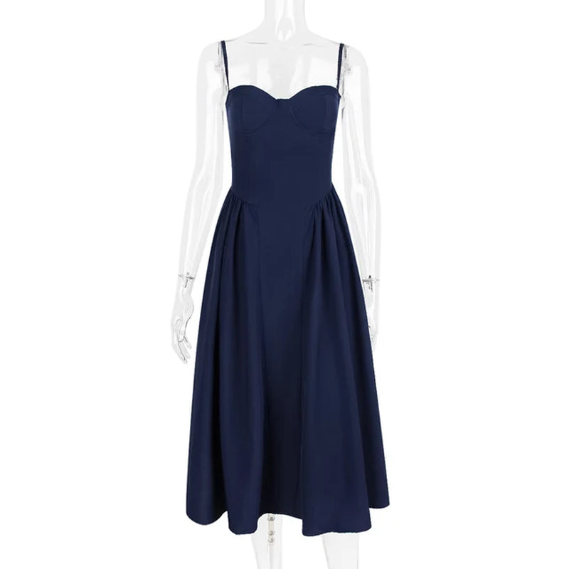 Elegant Open Back Pleated Cami Dress for Women