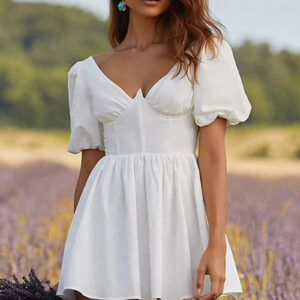 Elegant Puff Sleeve Mini Dress for Summer Parties
