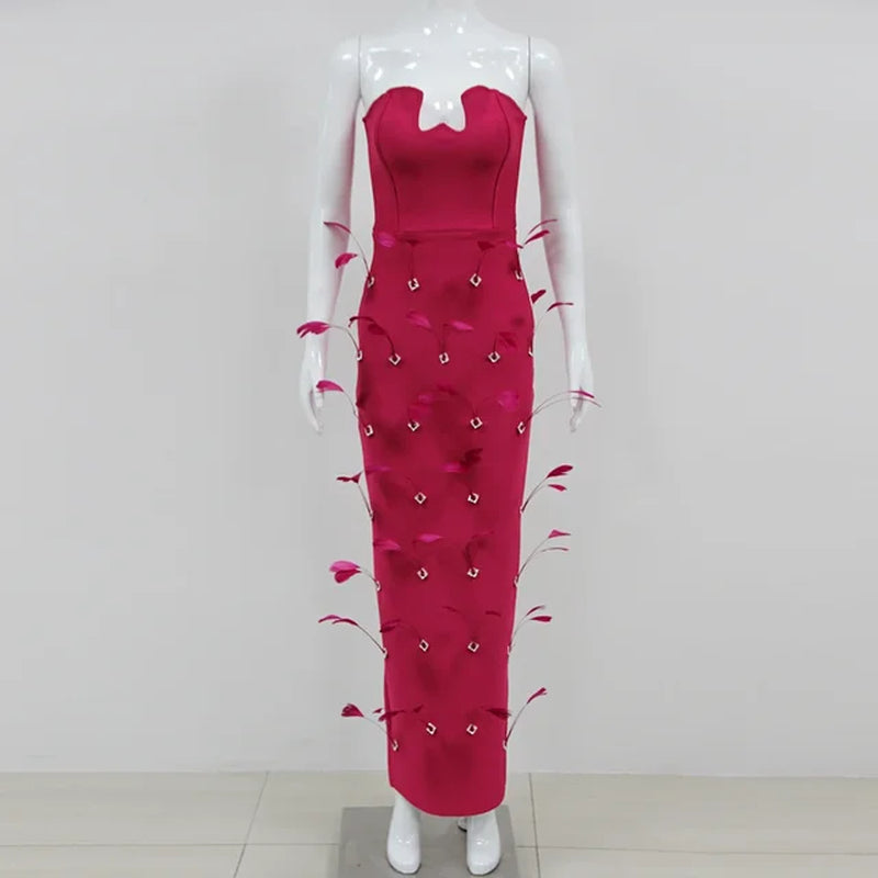 Elegant Red Backless Jumpsuit with Long Skirt for Parties