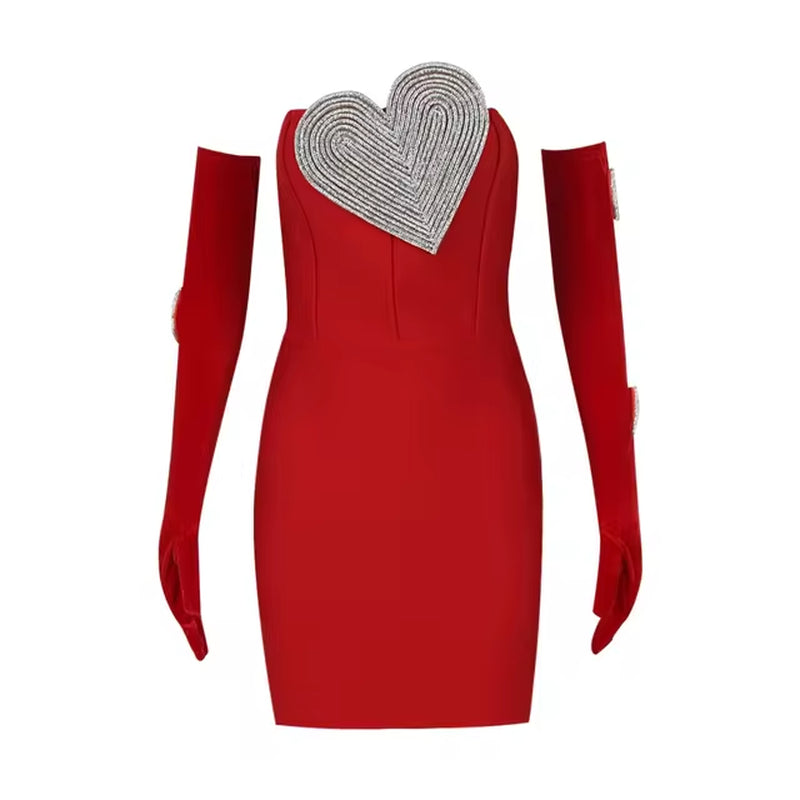 Elegant Red Tube Top Sleeveless Bandage Dress for Parties