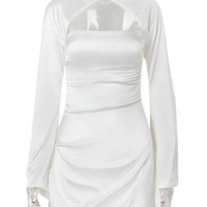 Elegant Ruched Hollow Out Mini Dress for Women