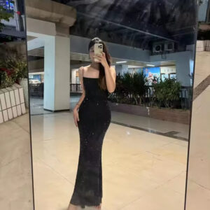 Elegant Sheer Spaghetti Strap Evening Gown for Women