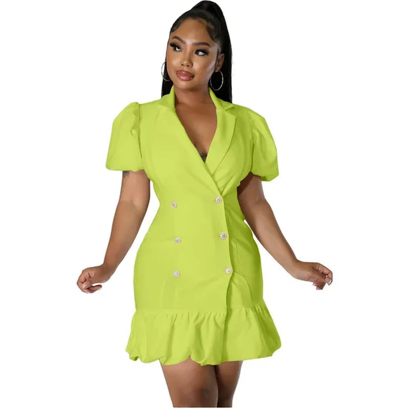 Elegant Short Sleeve Ruffled Bodycon Mini Dress for Summer