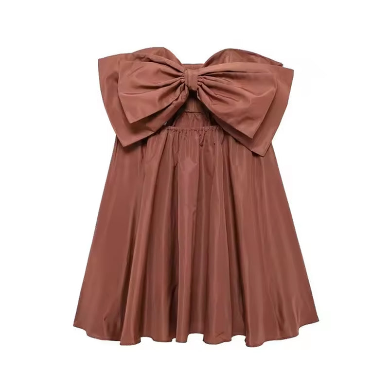 Elegant Sleeveless Bow Mini Dress for Summer Parties
