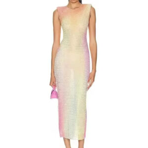 Elegant Sleeveless Gradient Rhinestone Bodycon Dress for Parties