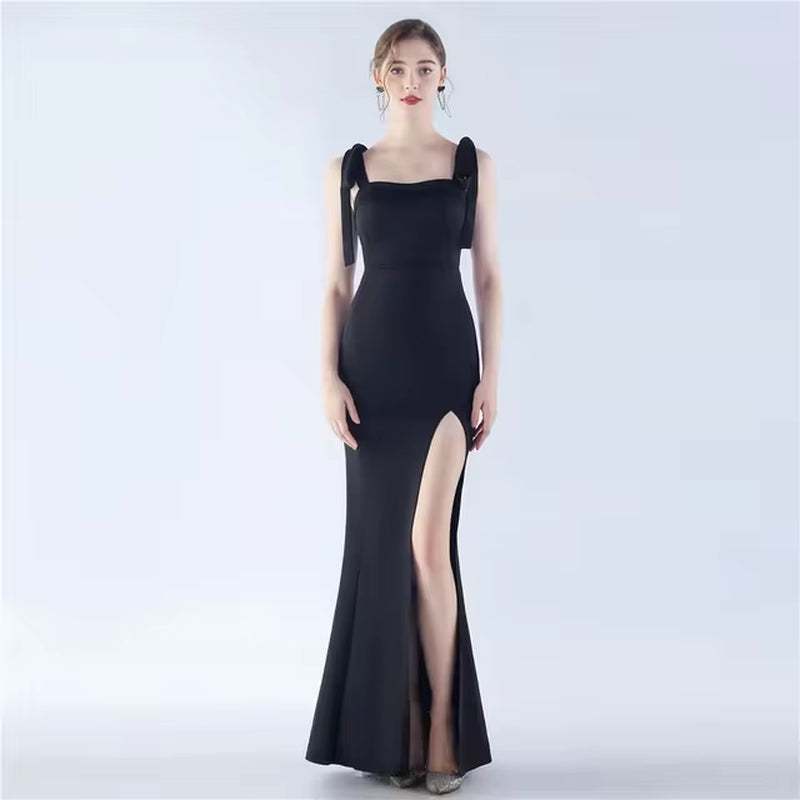 Elegant Spaghetti Strap Mermaid Maxi Dress for Evening Events