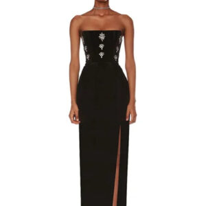Elegant Strapless Black Maxi Bodycon Dress for Parties