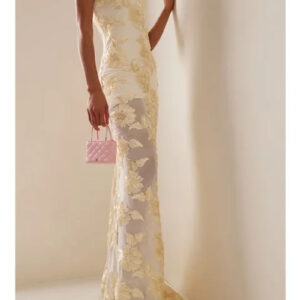 Elegant Strapless Yellow Mermaid Bodycon Dress for Parties