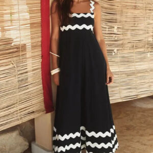 Elegant Striped Backless Maxi Dress for Summer Evenings