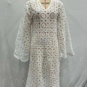 Elegant Summer Midi Dress with Crochet Embroidery for Women