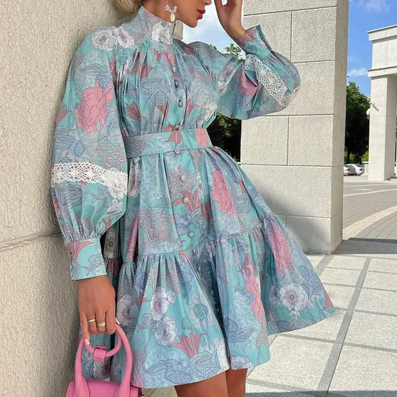 Elegant Turtleneck Mini Dress for Women - Spring Fashion