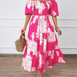 Elegant Vintage Backless Maxi Dress with Puff Sleeves