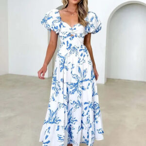Elegant Vintage Maxi Beach Dress for Women - Slim Fit