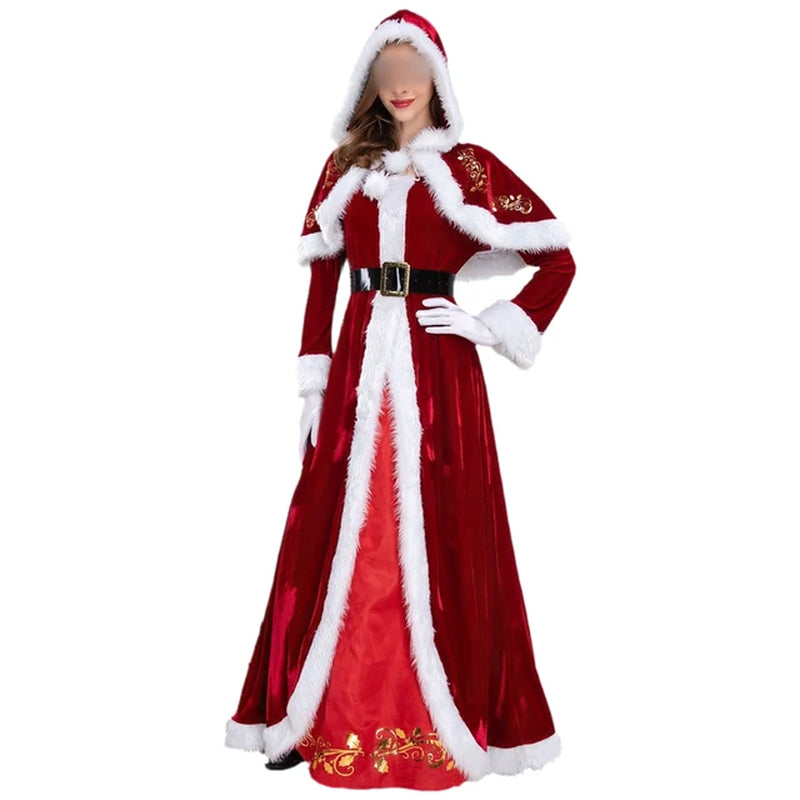 Elegant Women's Christmas Santa Party Suit - 4 Piece Set