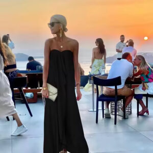Elegant Women's Collage Wrapped Chest Maxi Party Dress