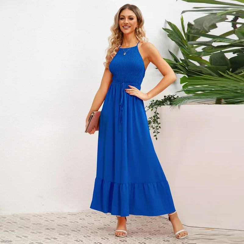 Fashionable Women's Beach Cover-Up Dress with Suspender