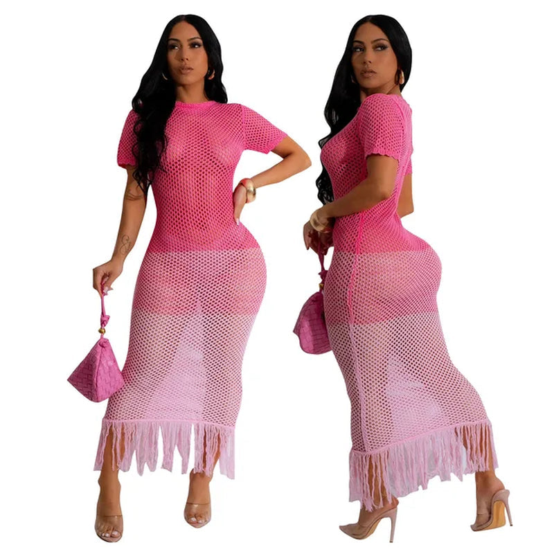 Gradient Knitted Pareo Beach Cover-Up for Women