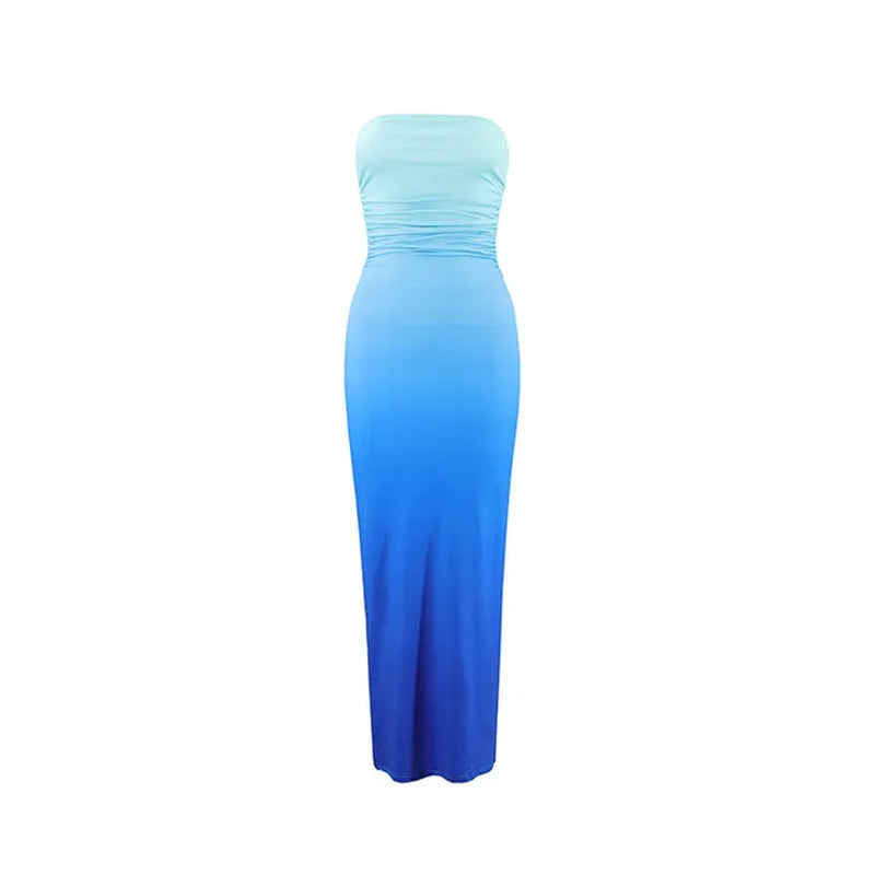 Gradient Strapless Backless Maxi Dress for Women