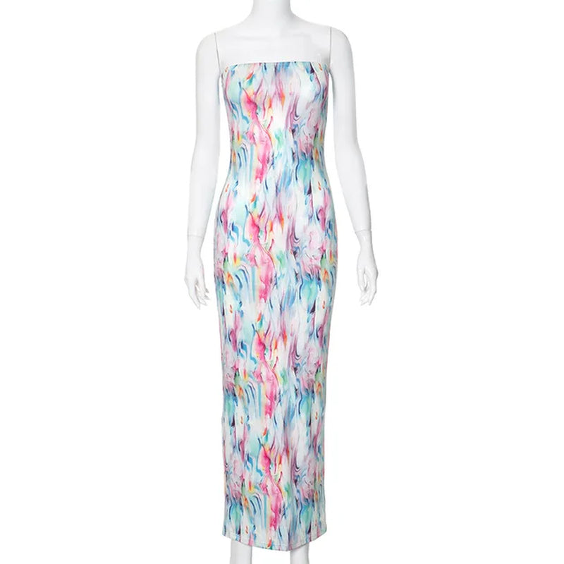 High-Waisted Slit Beach Coverup Dress for Women