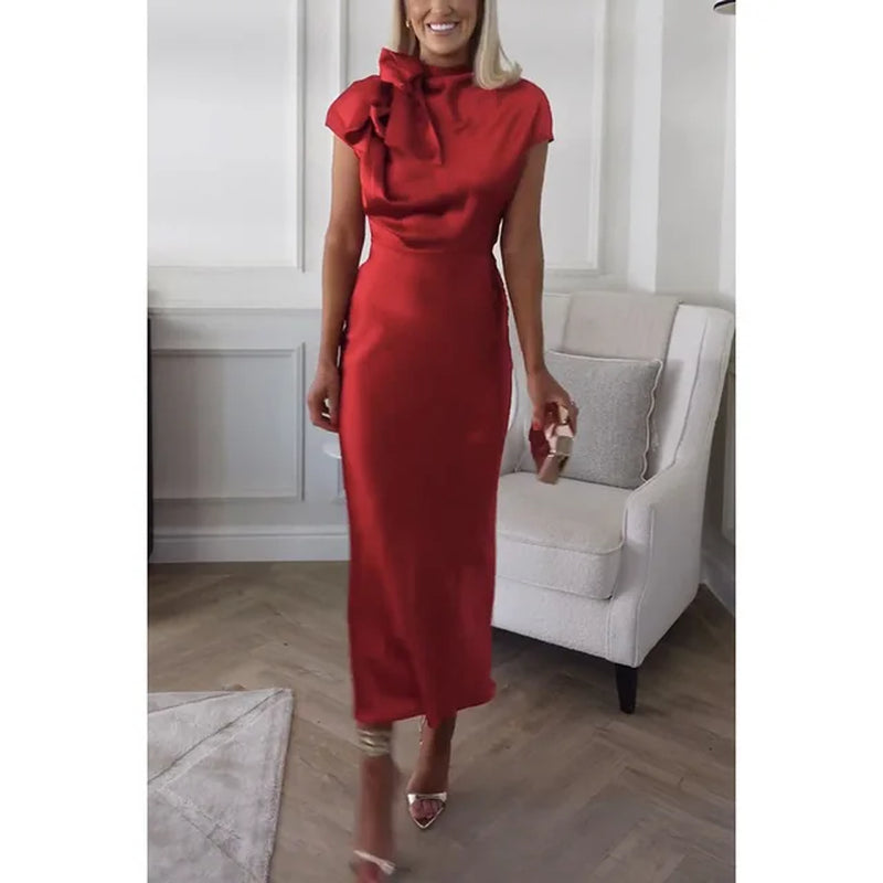 Luxe Satin Sleeveless Dress for Spring/Summer Parties