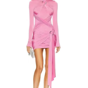 Pink Long Sleeve Bodycon Mini Dress for Parties