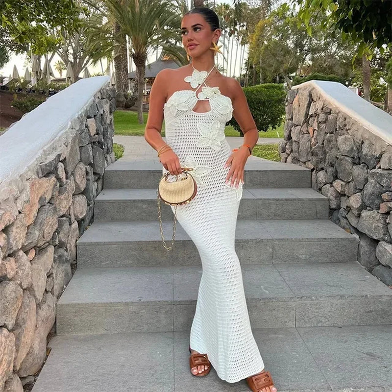 Sexy Sleeveless Flower Maxi Dress for Summer Beach