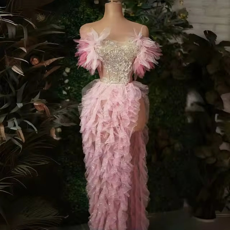 Sexy Strapless Ruffle Bodycon Dress for Nightclub Parties