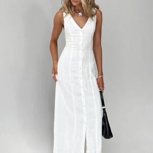 Slim Maxi Dress with V Neck for Summer Events