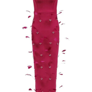 Strapless Diamond Feather Bodycon Dress for Parties