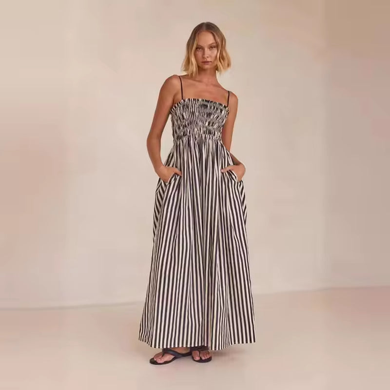 Stylish Striped Maxi Beach Dress for Summer Vibes