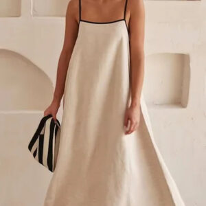Summer A-Line Maxi Dress - Backless Lace-Up Style