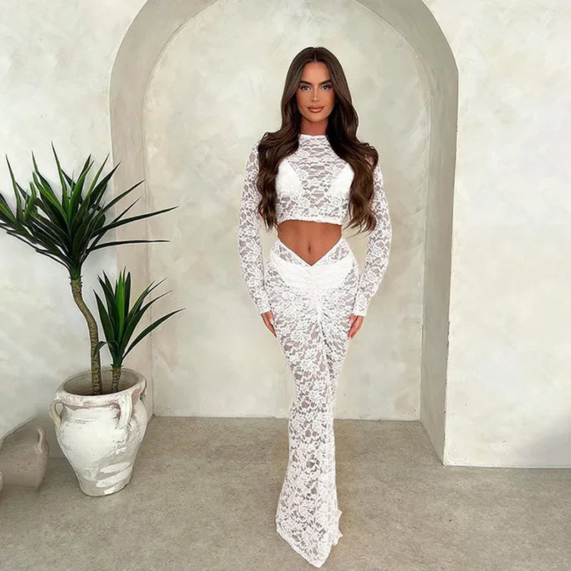 Summer Beach Cover-Up Dress with Embossed Lace Design