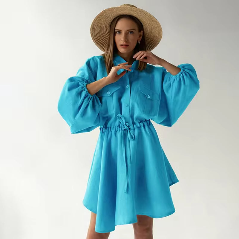 Summer Cotton Linen Shirt Dress for Women - Stylish Commuter Wear