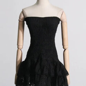 Summer High Waist Strapless Ruffle Mini Dress for Women