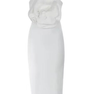 Summer Strapless Flower Embellished Bodycon Knee-Length Dress