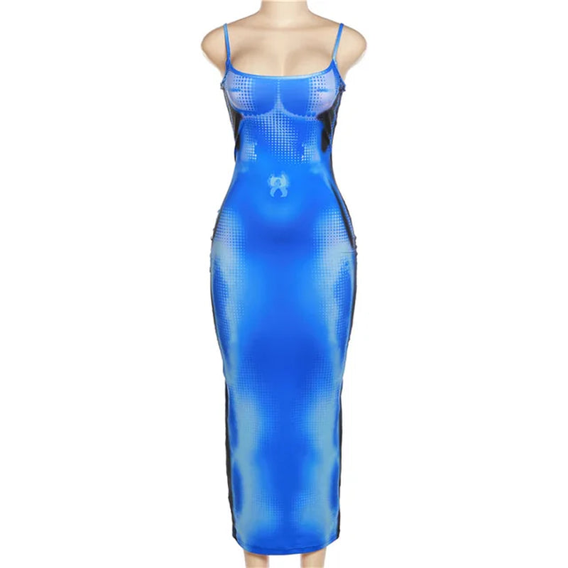 Summer Tie Dye Backless Maxi Dress for Women