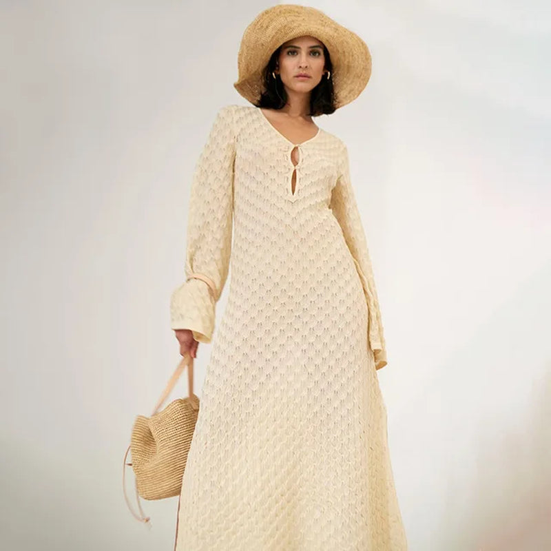 Summer Womenâ€™s Beach Dress: Long Knitted Hoodie Swimwear