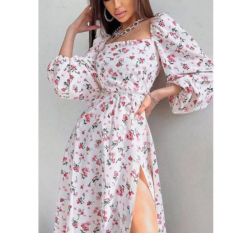 Summer Women's Casual Split Midi Dress - Street Style