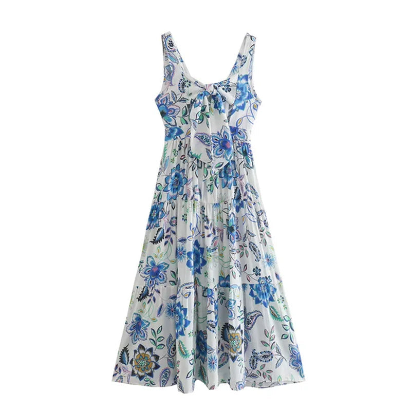 Summer Women's Floral V-Neck Sleeveless Maxi Dress