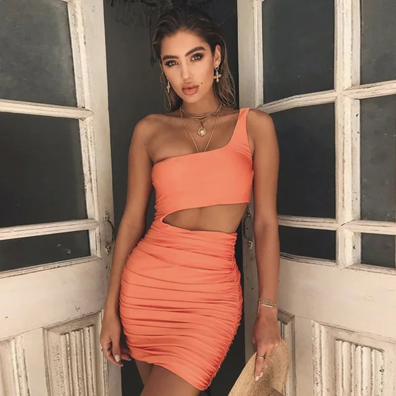 Summer Women's Sexy Single Shoulder Wrap Dress