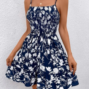 Summer Women's Strapless Printed Cinched Waist Dress