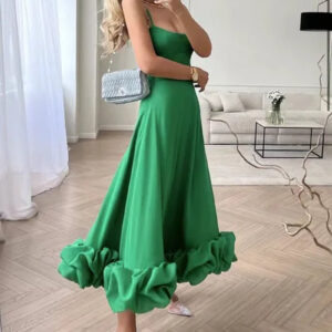 Trendy 3D Flower A-Line Dress with Hanging Straps