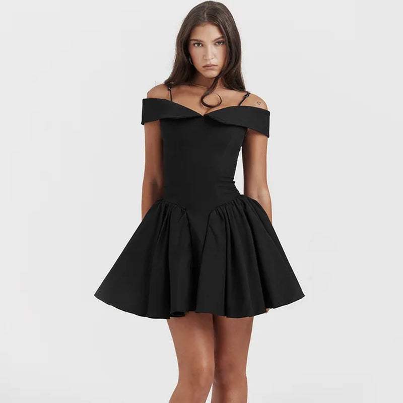 Trendy Black One Shoulder Slim Fit Open Back Dress