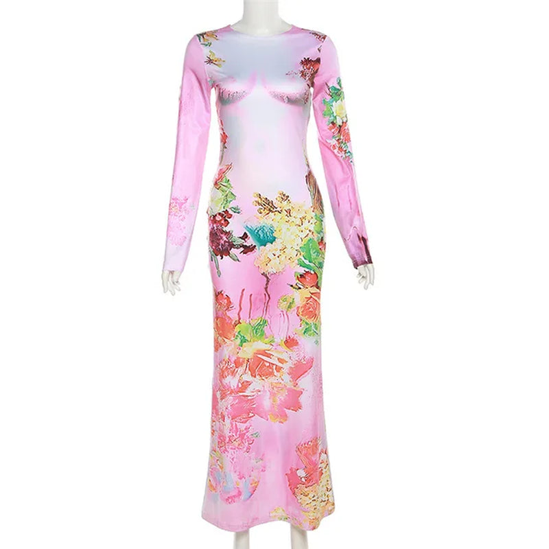 Trendy Long Sleeve Bodycon Maxi Dress for Women
